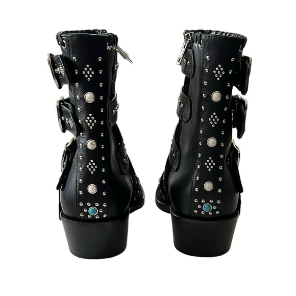 NEW Burberry Women’s Albertina Studded Peep-Toe Booties size 38.5 Black - Picture 9 of 14